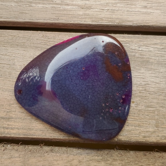 New Purple Fire Dragon Veins Agate Triangle Pendant. - Picture 3 of 15